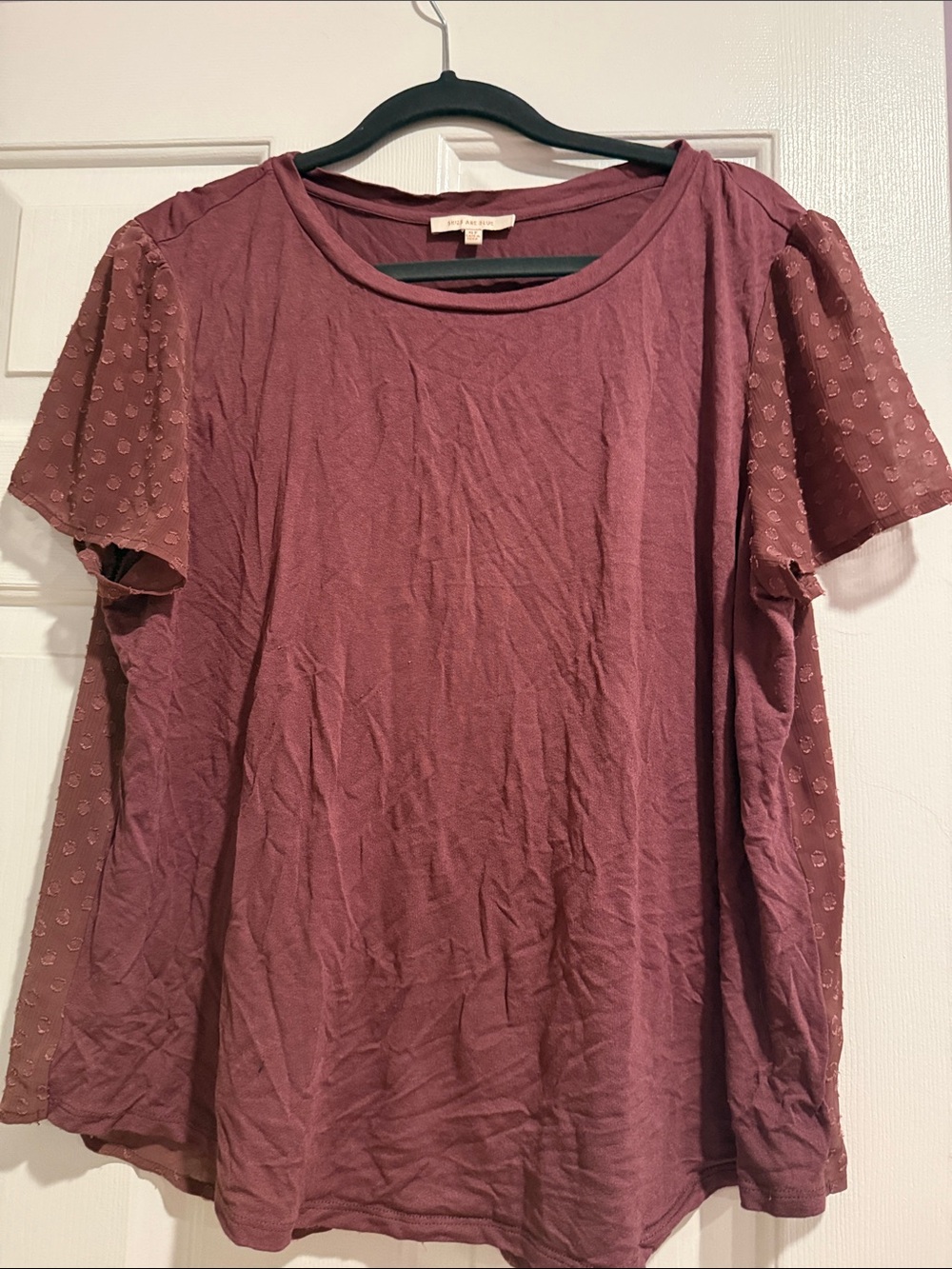 Skies Are Blue Dusty Rose Button-Back Short Sleeve Blouse - Picture 2 of 4